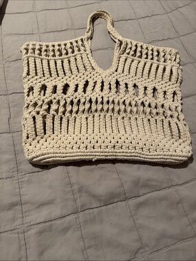 Handmade Crochet Tote Bag in Natural Cream